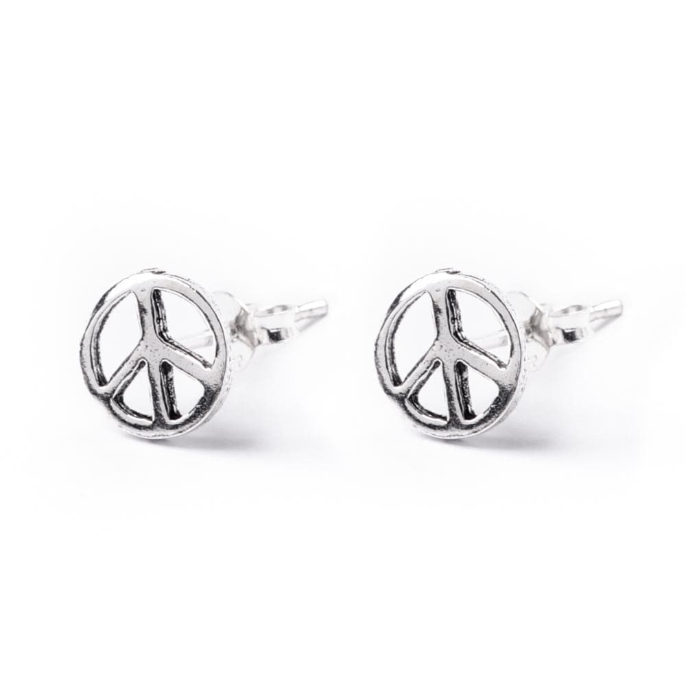 
                  
                    Sterling Silver Peace Sign Round Stud Earrings - 81stgeneration
                  
                