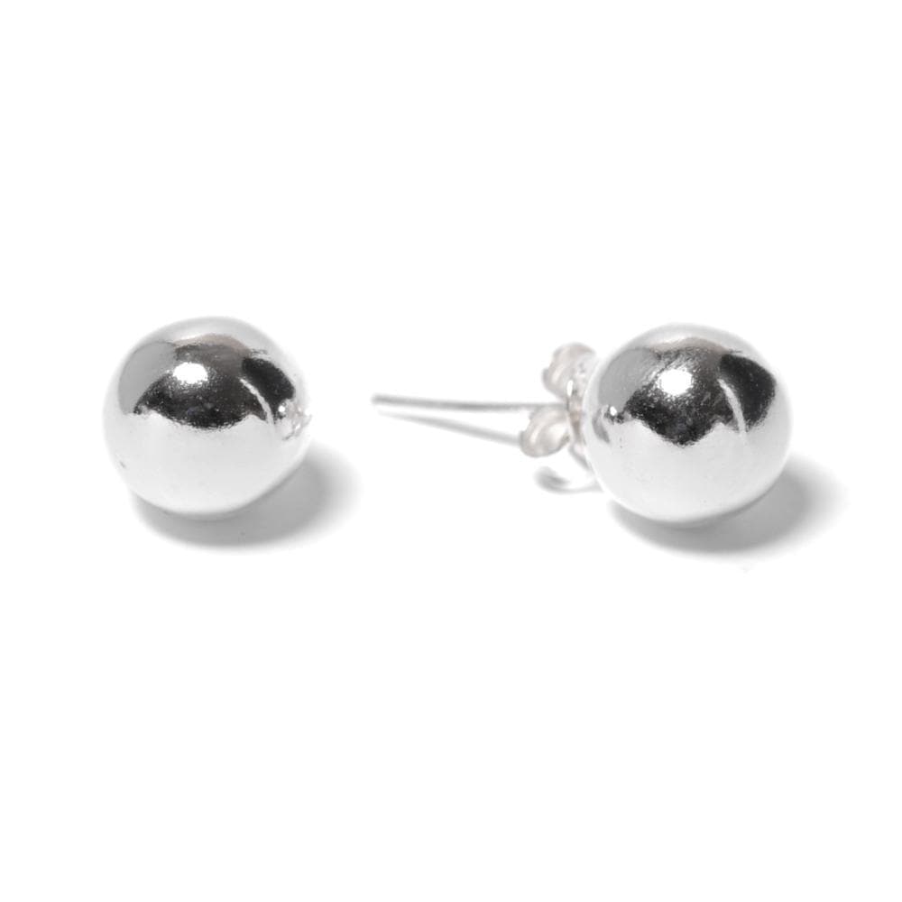 Sterling Silver Simple Ball 8 mm Bead Round Stud Earrings - 81stgeneration