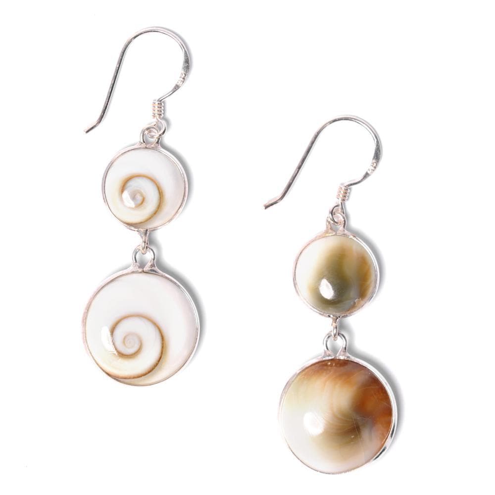 Sterling Silver Double Shiva Eye Spiral Shell Earrings - 81stgeneration