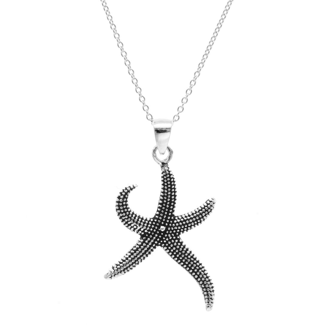 
                  
                    Sterling Silver Oxidised Textured Ocean Starfish Pendant Necklace
                  
                