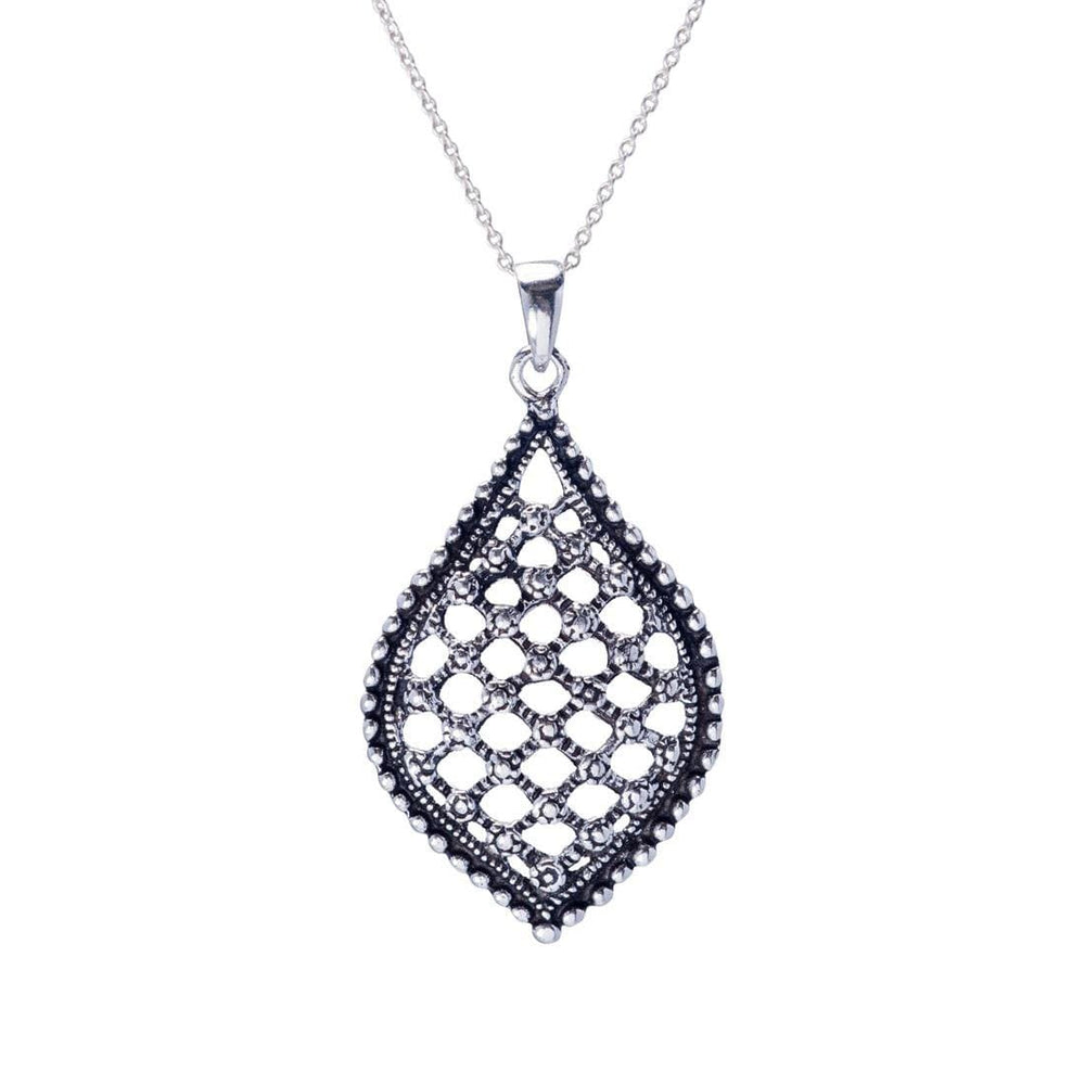 
                  
                    Sterling Silver Antique Style Filigree Drop Pendant Necklace
                  
                