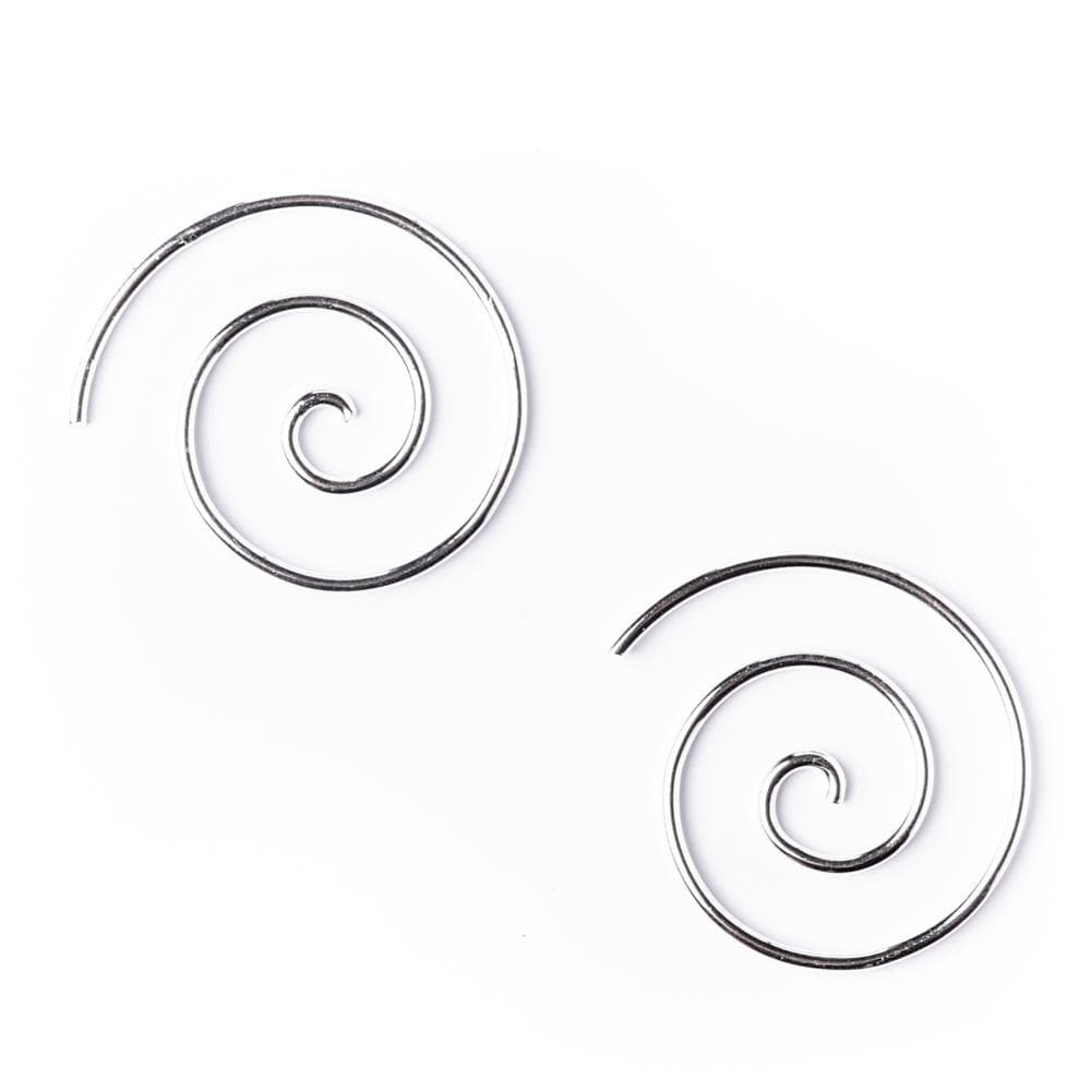 Sterling Silver Spiral 18 mm Spiral 18 Gauge Tribal Earrings - 81stgeneration