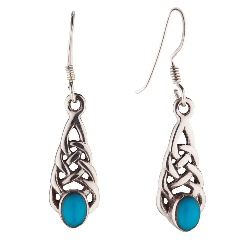 Sterling Silver Small Celtic Turquoise Earrings - 81stgeneration