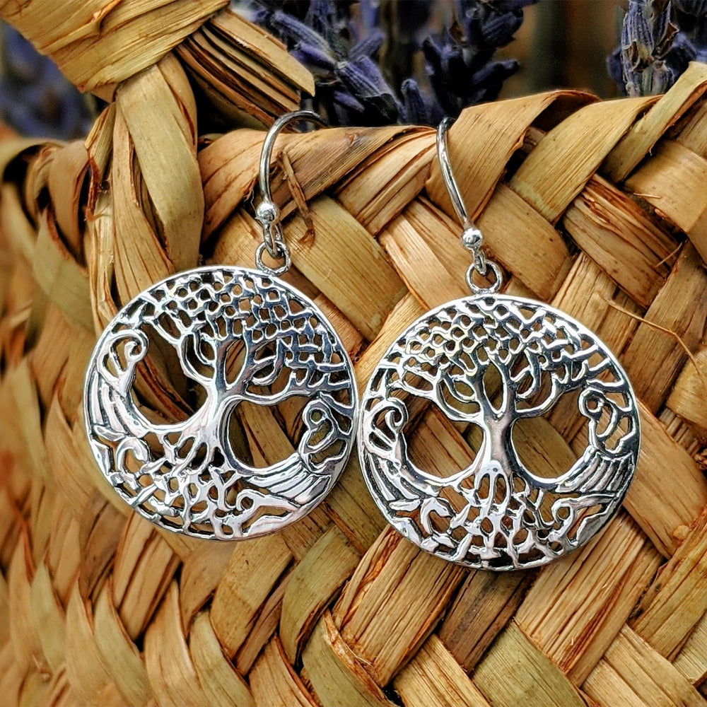 
                  
                    Sterling Silver Round Tree Of Life Dangle Earrings 20 mm With Hooks
                  
                