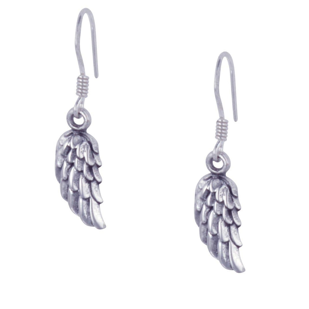 
                  
                    Sterling Silver Small Detailed Angel Wing Feather Drop Earrings
                  
                