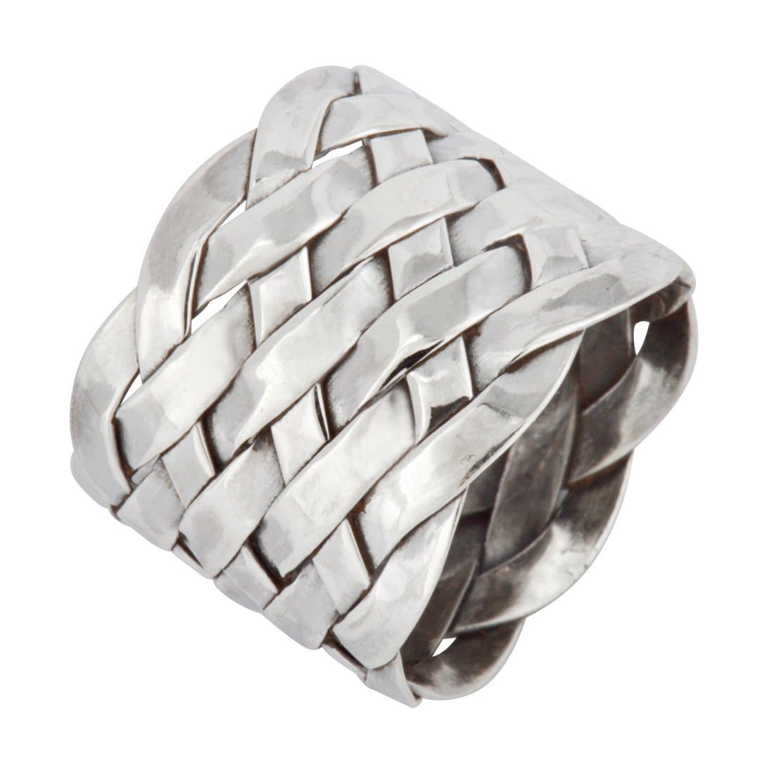 
                  
                    Sterling Silver Wide Flat Band Braided Woven Basketweave Ring
                  
                