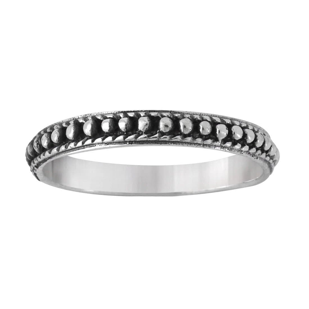
                  
                    Sterling Silver Boho Dot Bead Studded Ring Thin Stackable Band
                  
                