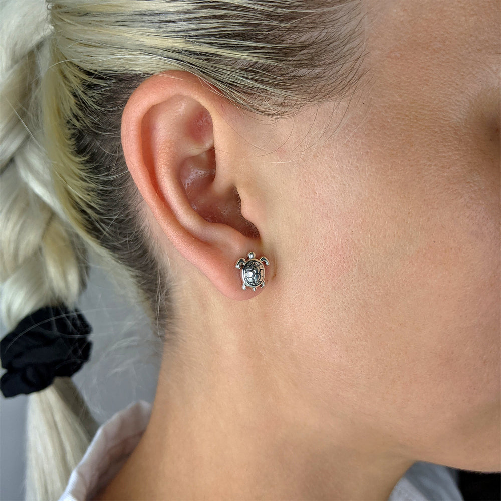
                  
                    Sterling Silver Small Turtle Stud Earrings Cute Ocean Inspired Studs
                  
                