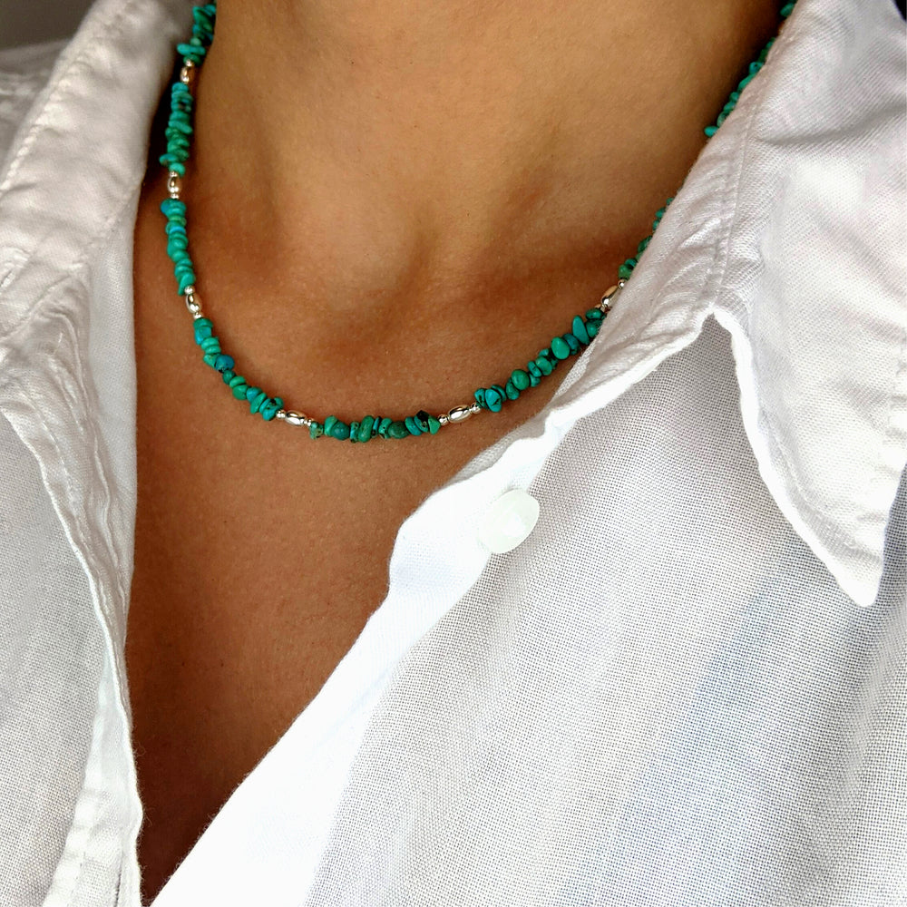 
                  
                    Sterling SIlver Turquoise Chip Bead Gemstone Strand Necklace
                  
                
