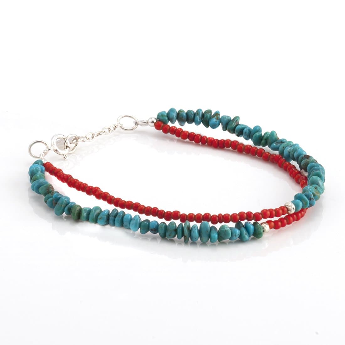 
                  
                    Sterling Silver Turquoise Coral Bracelet - 81stgeneration
                  
                