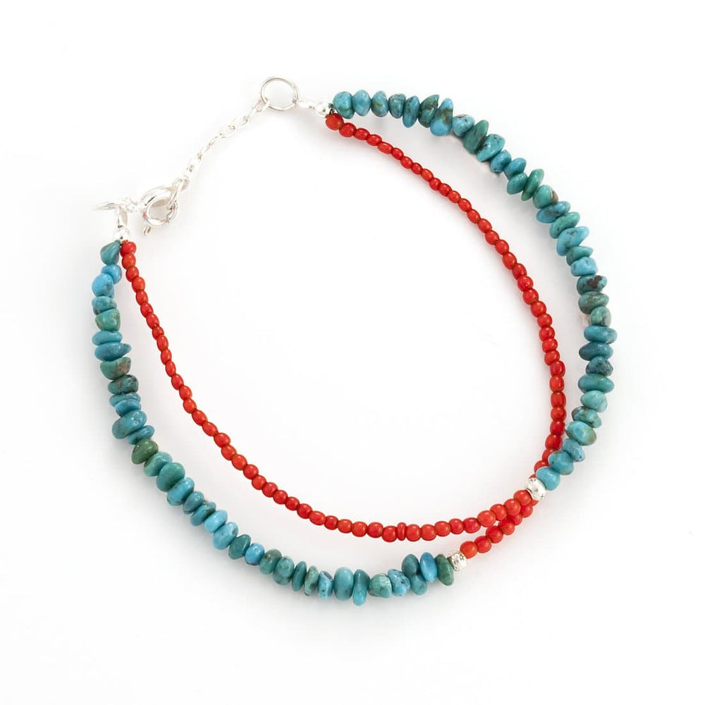 Turquoise and hot sale coral bracelet