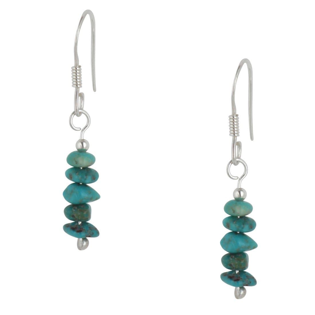 
                  
                    Sterling Silver Turquoise Chip Beaded Long Dangle Earrings With Hooks
                  
                