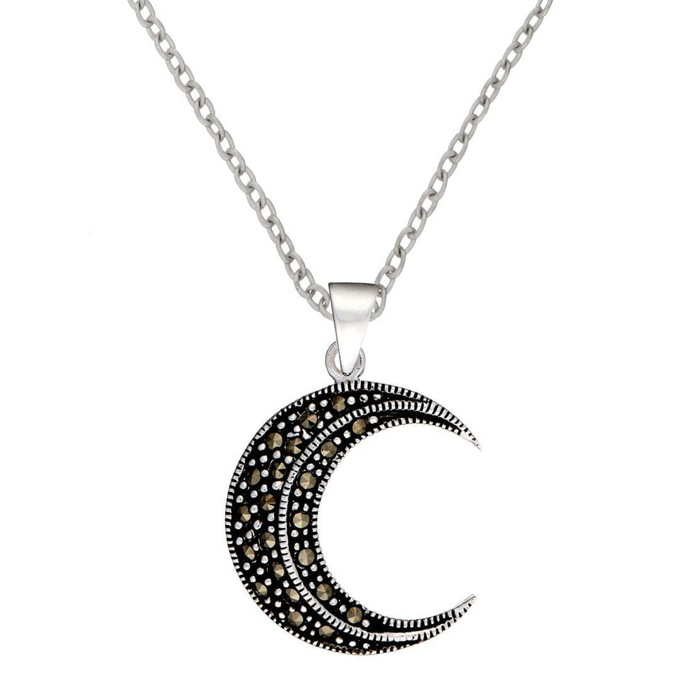 Sterling Silver Marcasite Crescent Moon Jewellery Set Wiccan Design