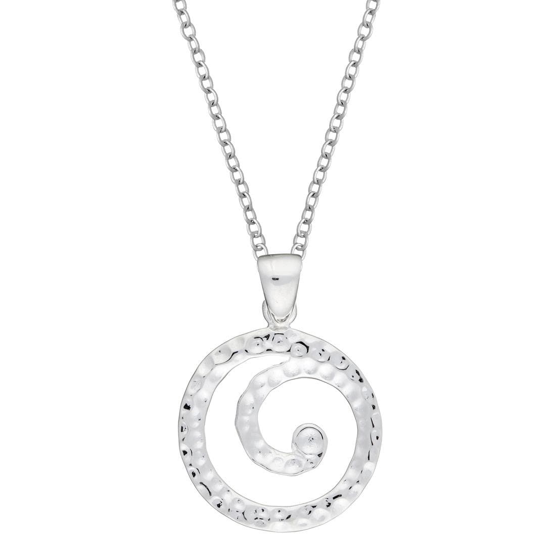 
                  
                    Sterling Silver Hammered Simple Spiral Swirl Circle Pendant Necklace
                  
                