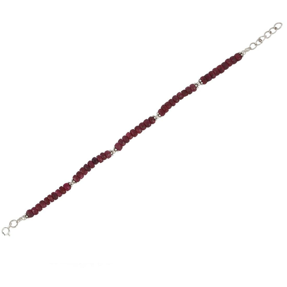 
                  
                    Sterling Silver Ruby Gemstone Bead Flower Charm Beaded Bracelet
                  
                