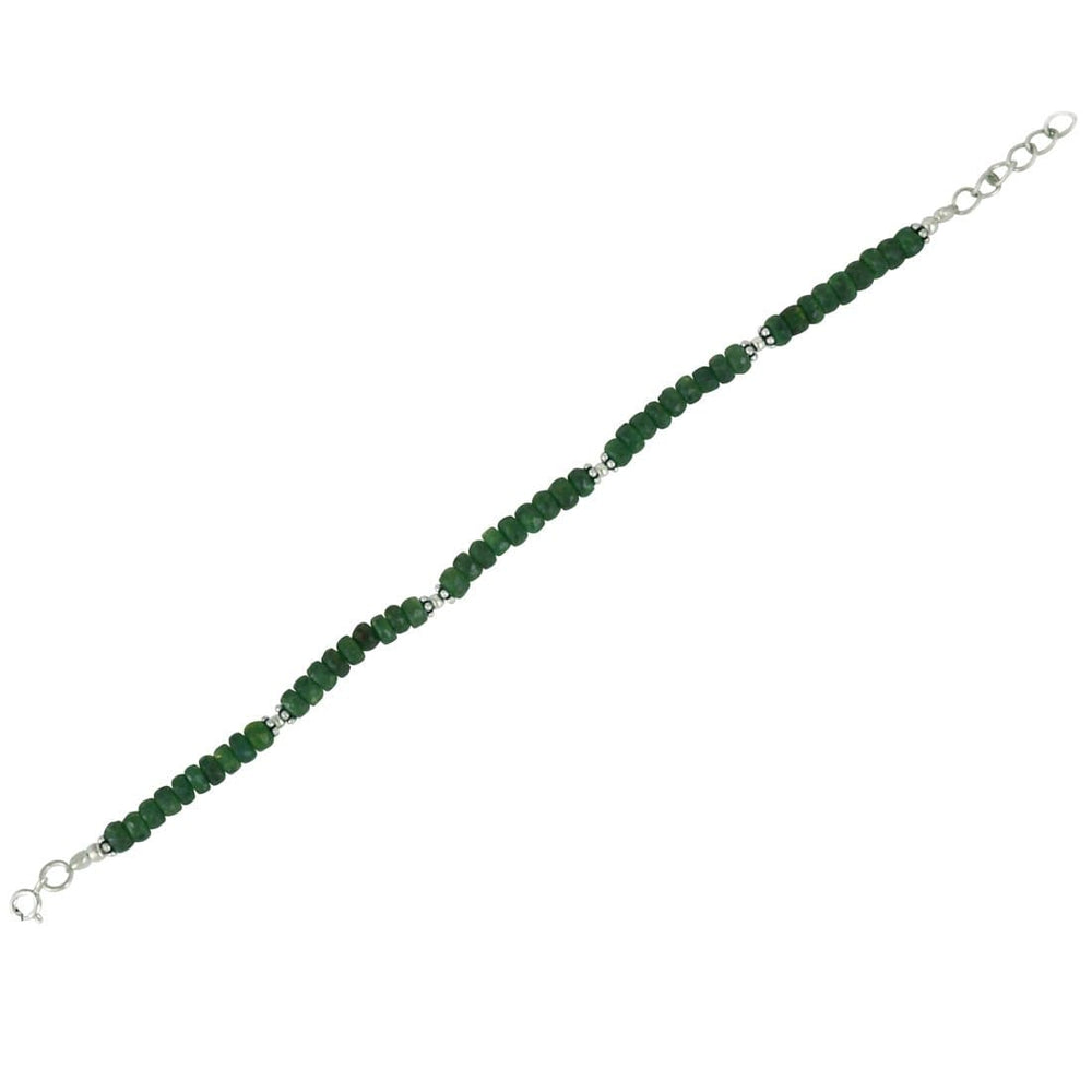 
                  
                    Sterling Silver Emerald Gemstone Bead Flower Charm Beaded Bracelet
                  
                