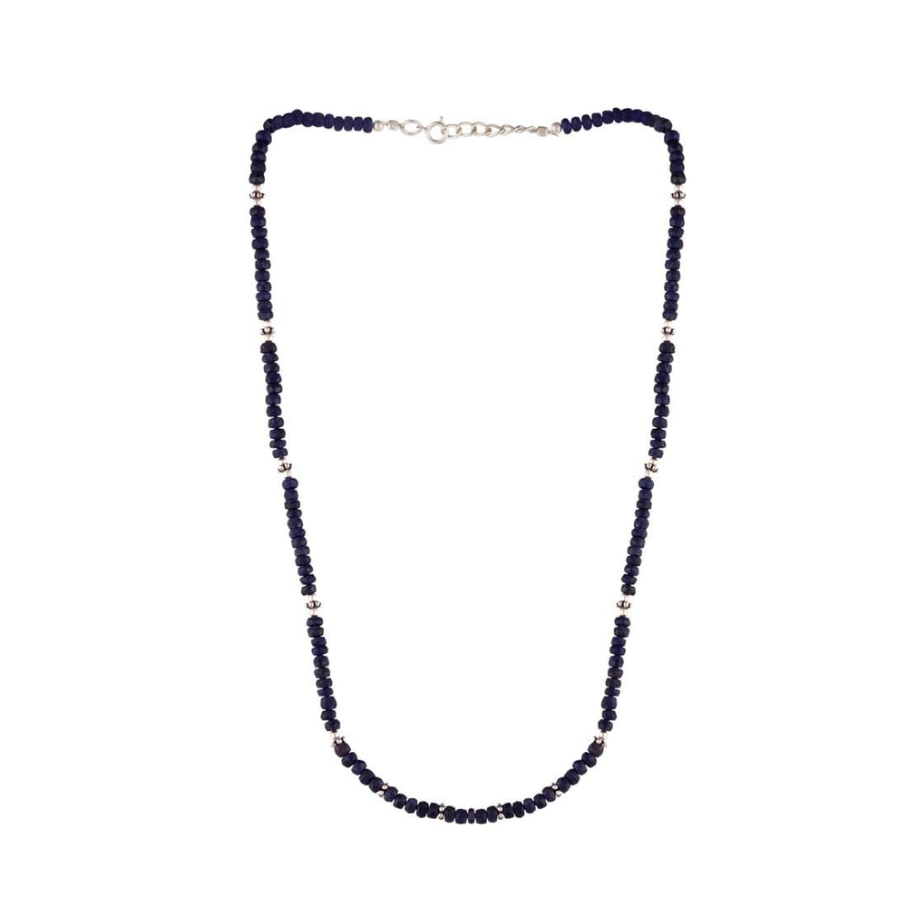 Sterling Silver Sapphire Gemstone Bead Beaded Strand Necklace