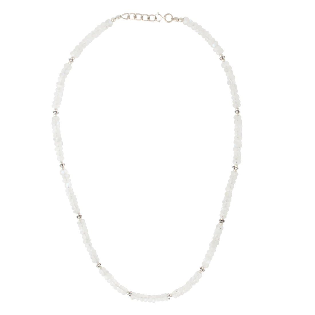 
                  
                    Sterling Silver Moonstone Gemstone Bead Beaded Strand Necklace
                  
                