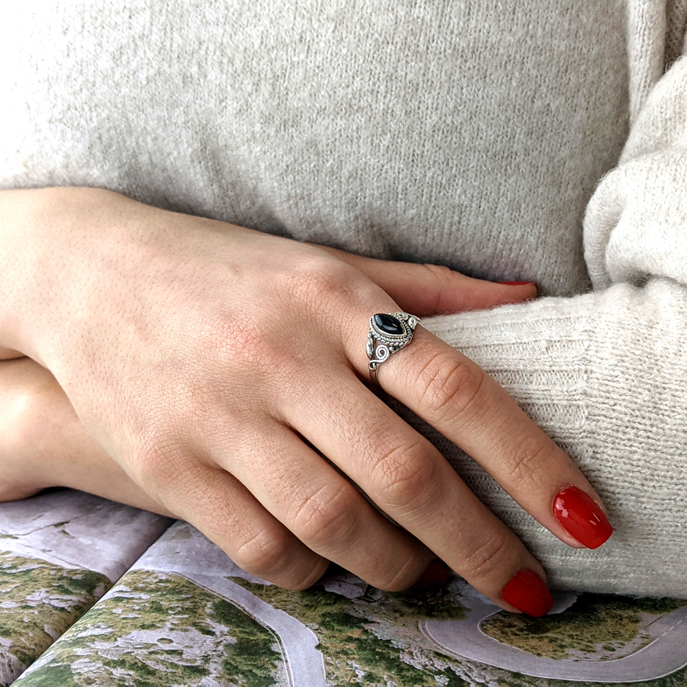 Sterling silver black diamond ring online