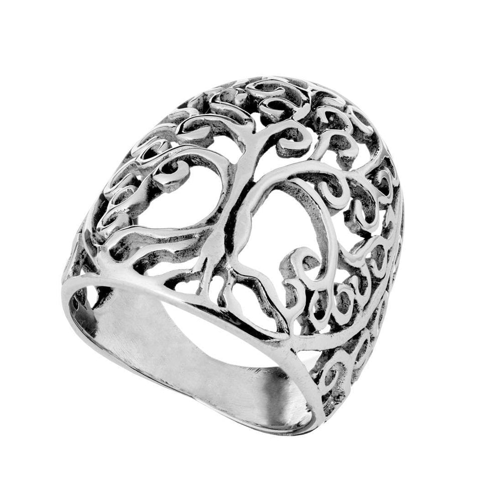
                  
                    Sterling Silver Wide Chunky Filigree Spiral Cut-Out Tree of Life Ring
                  
                