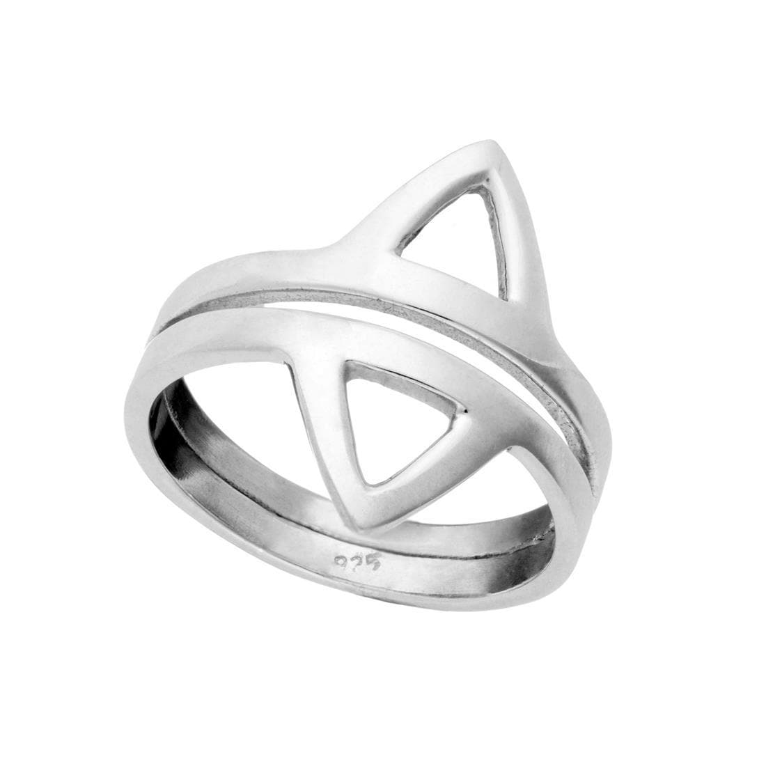
                  
                    Sterling Silver Minimalist Geometric Double Band Triangle Ring
                  
                