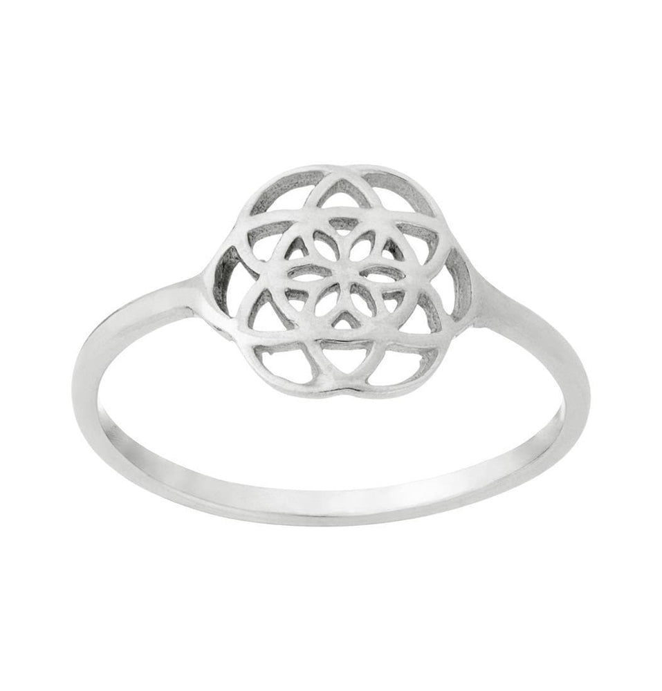
                  
                    Sterling Silver Hollow-Out Flower Seed of Life Ring Stackable Band
                  
                