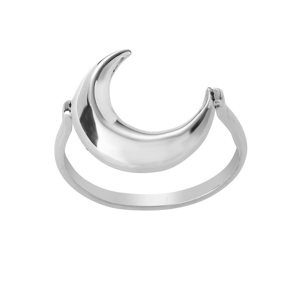 
                  
                    Sterling Silver Wiccan Boho Crescent Moon Shaped Unique Band Ring
                  
                