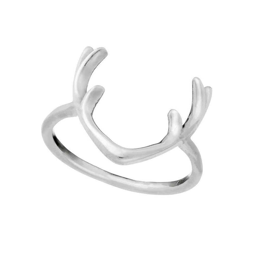 Sterling Silver Reindeer Stag Deer Antler Ring Thin Band