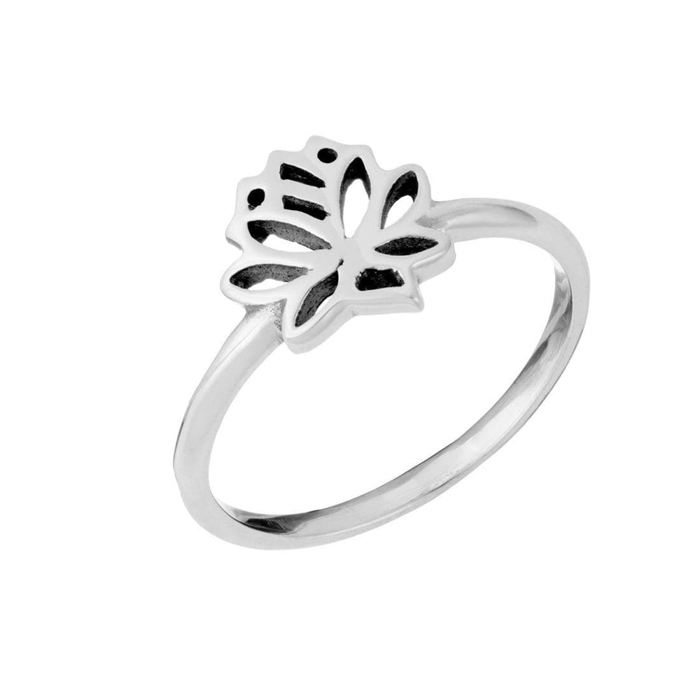 
                  
                    Sterling Silver Small Cut-Out Lotus Flower Ring Thin Stackable Band
                  
                