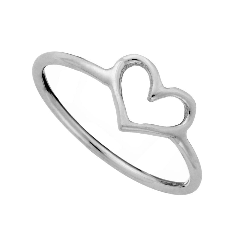 
                  
                    Sterling Silver Cute Cut-Out Love Heart Ring Thin Stackable Band
                  
                