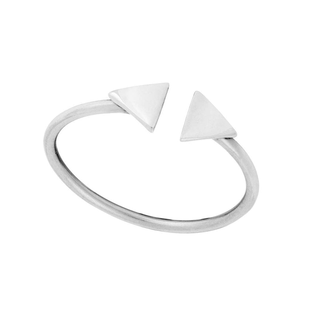 Sterling Silver Geometric Double Triangle Adjustable Open Band Ring