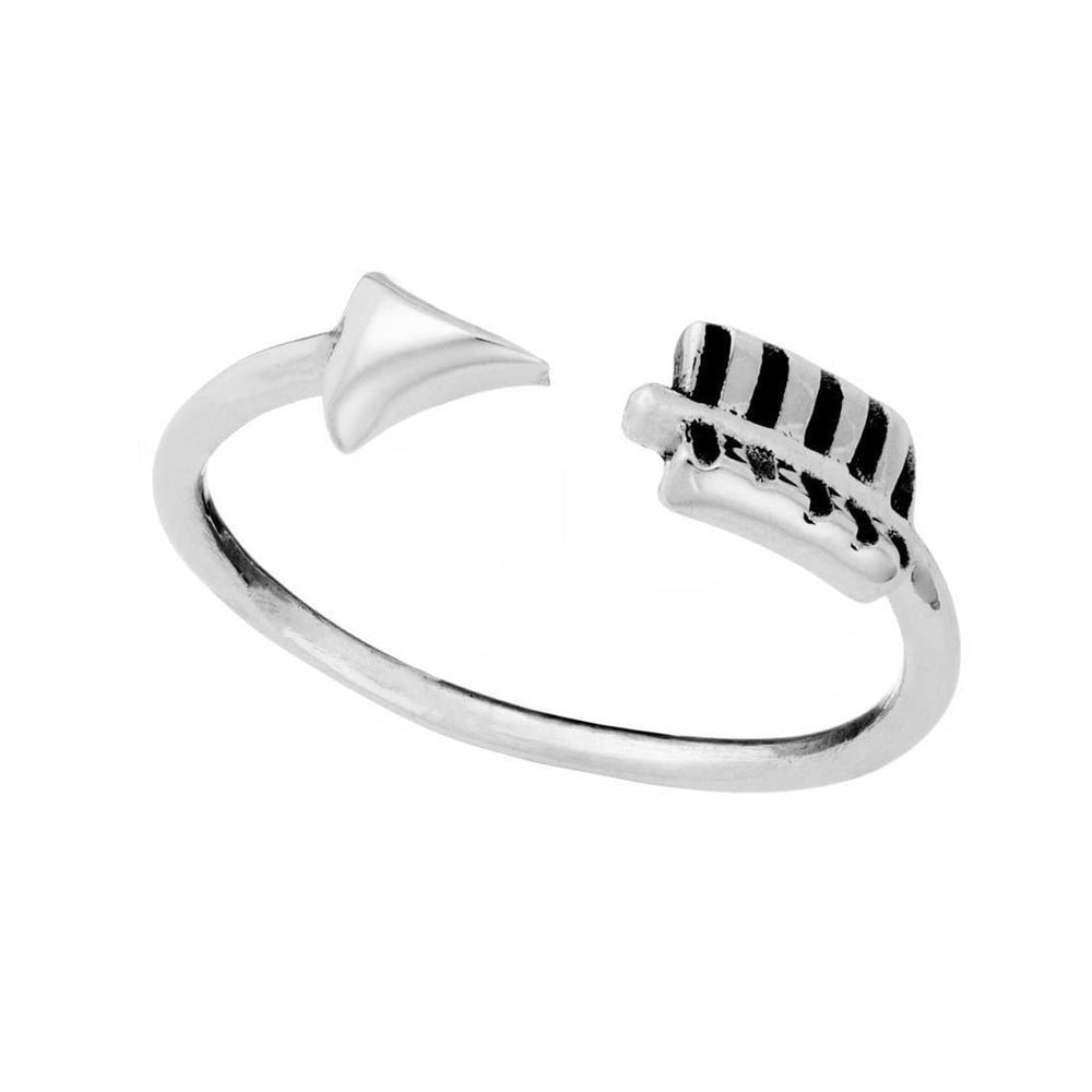Sterling Silver Arrow Wraparound Adjustable Ring Thin Open Band