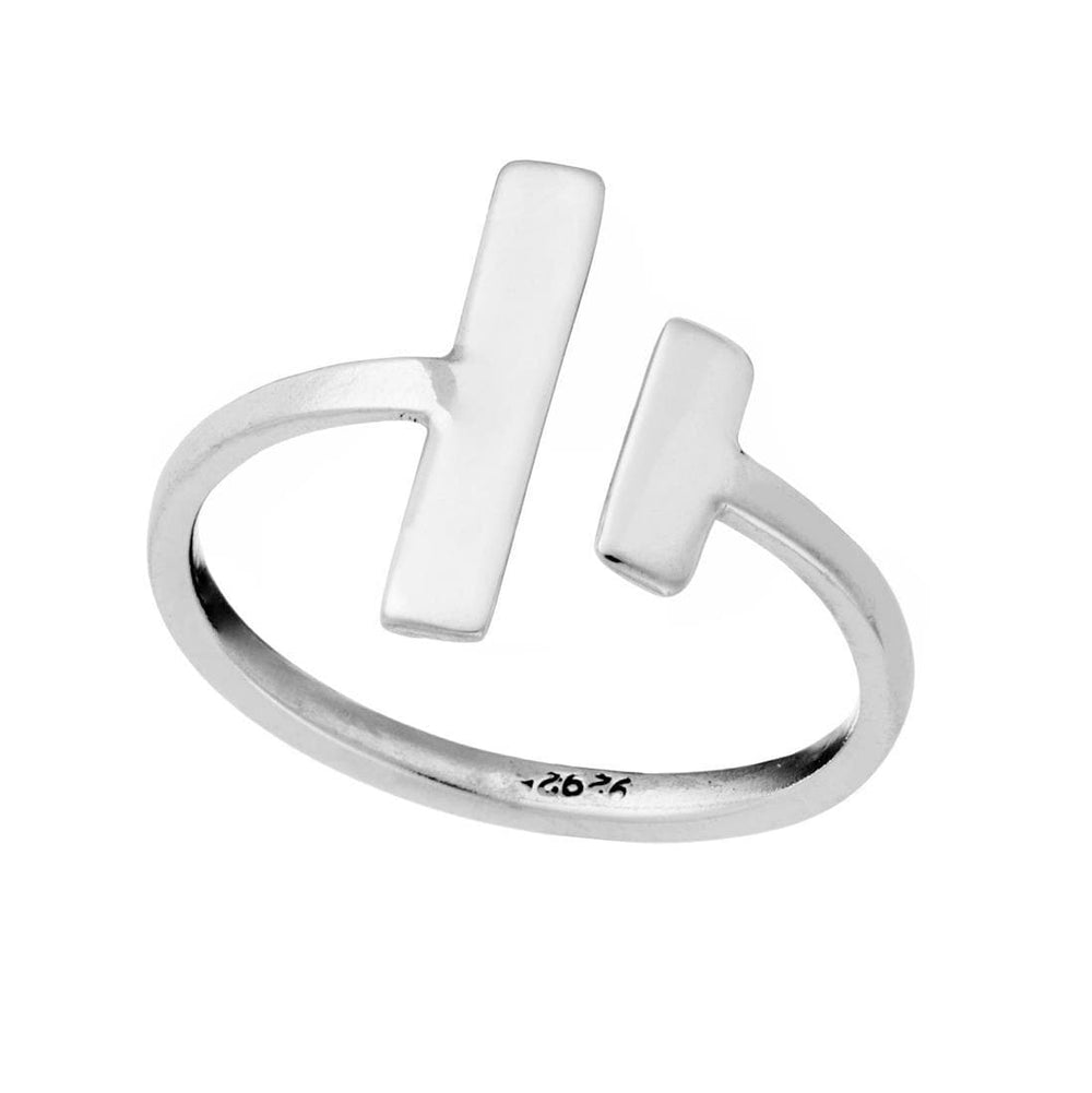 Sterling Silver Minimalist Double Bar Wrap Adjustable Ring Open Band