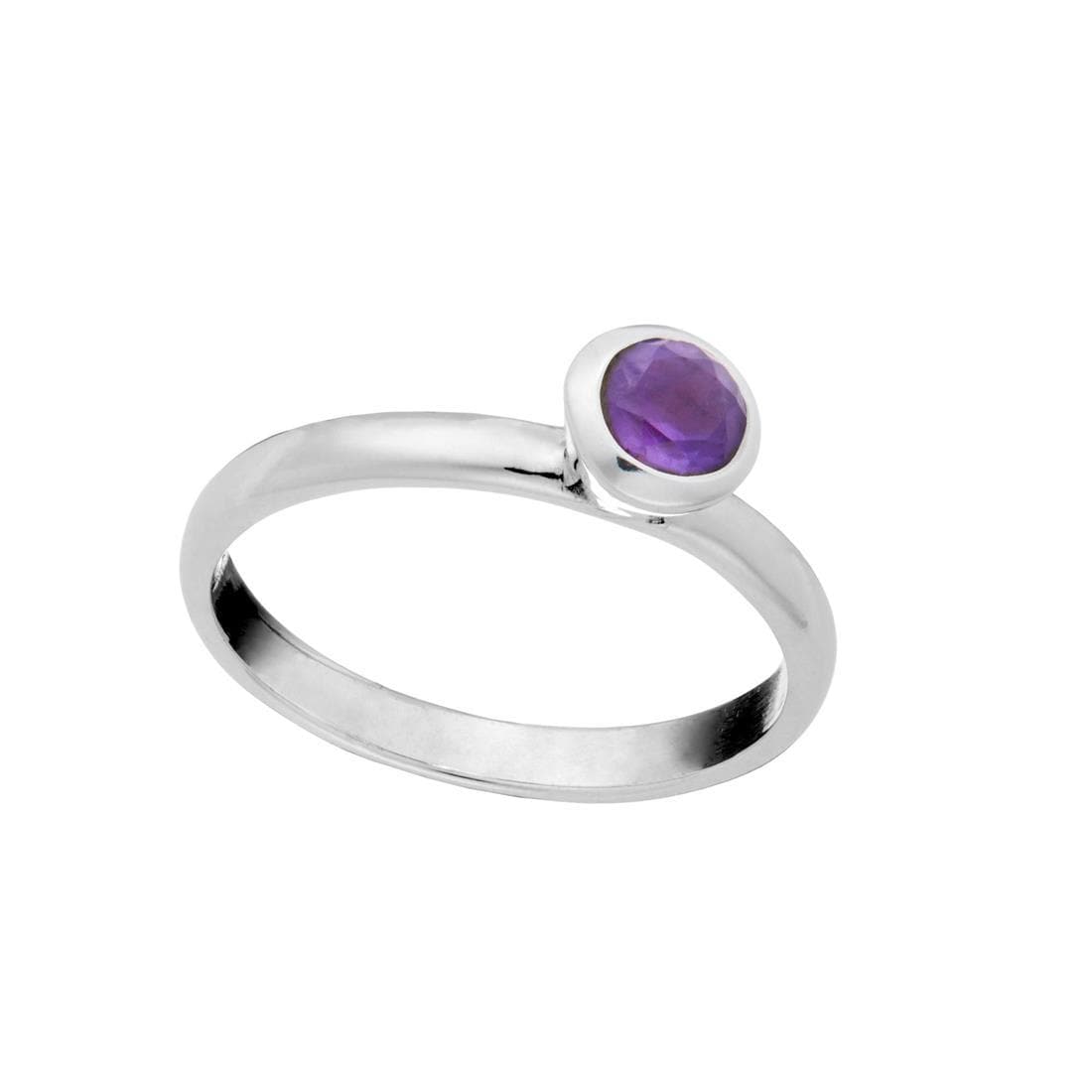 
                  
                    Sterling Silver Round Amethyst Purple Gemstone Stackable Band Ring
                  
                