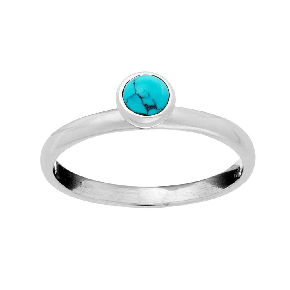 Sterling Silver Round Turquoise Gemstone Stackable Band Ring