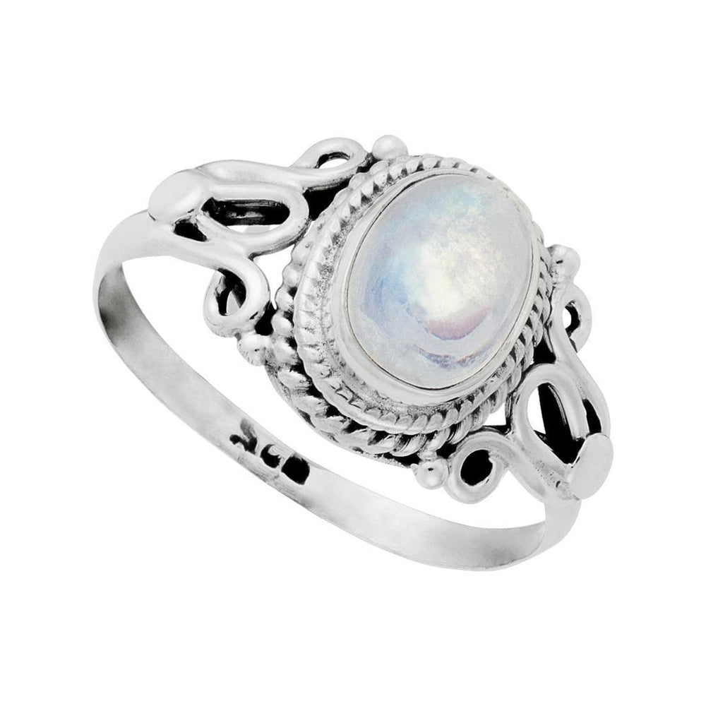 Sterling Silver Rainbow Moonstone Ring Oval Shaped Vintage Style