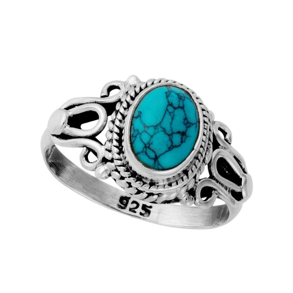 
                  
                    Sterling Silver Oval Turquoise Indian Vintage Style Bohemian Ring
                  
                
