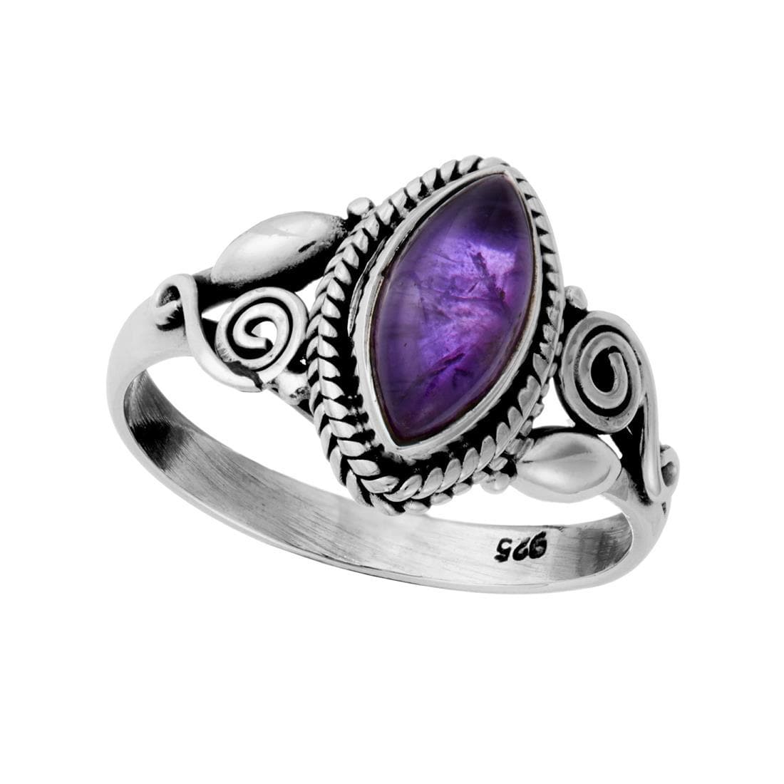 
                  
                    Sterling Silver Marquise Amethyst Indian Vintage Style Bohemian Ring
                  
                