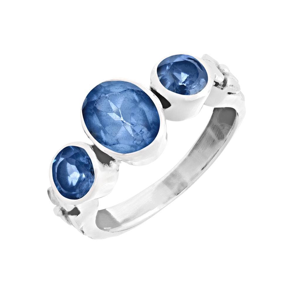 
                  
                    Sterling Silver Triple Oval Blue Topaz Three Stone Trilogy Ring
                  
                