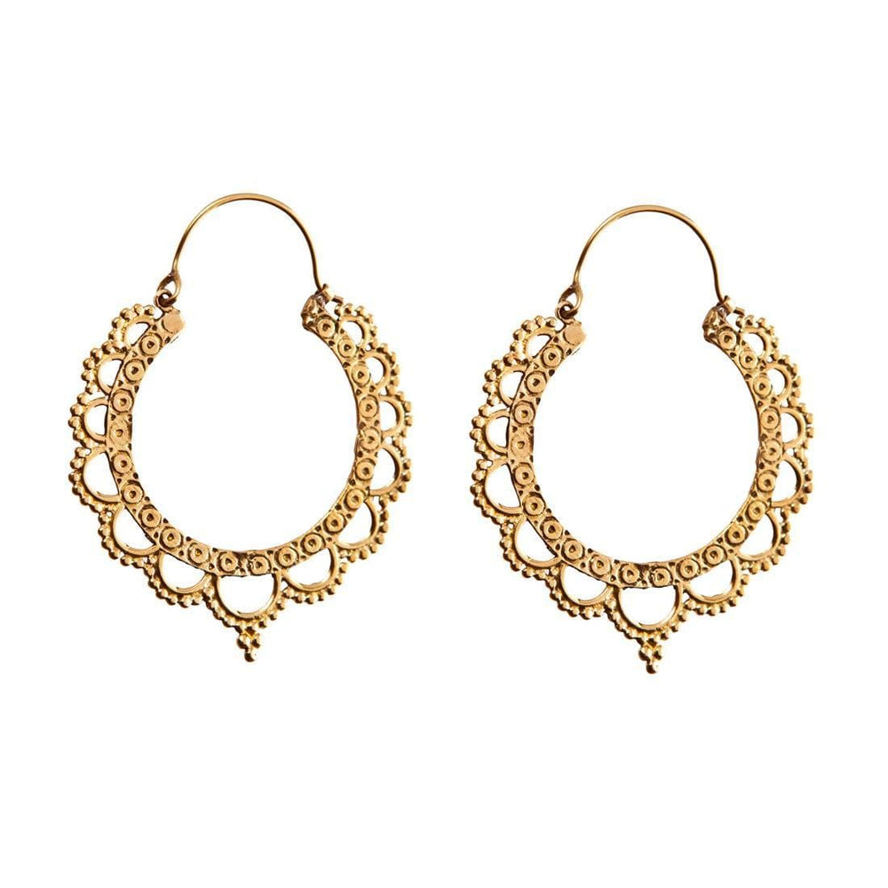 Gold Brass Indian Ethnic Round Hoop Earrings - 81stgeneration