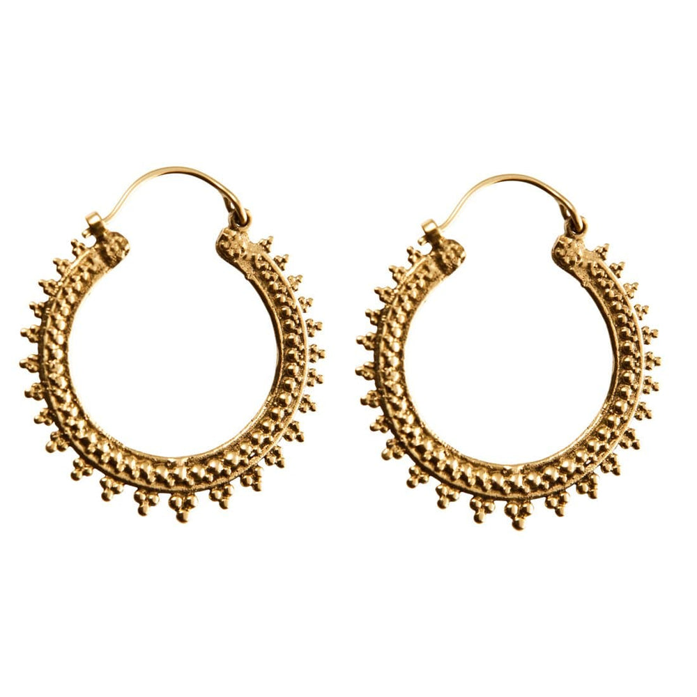 Gold Brass Hoop Indian Dotwork Ethnic Earrings - 81stgeneration