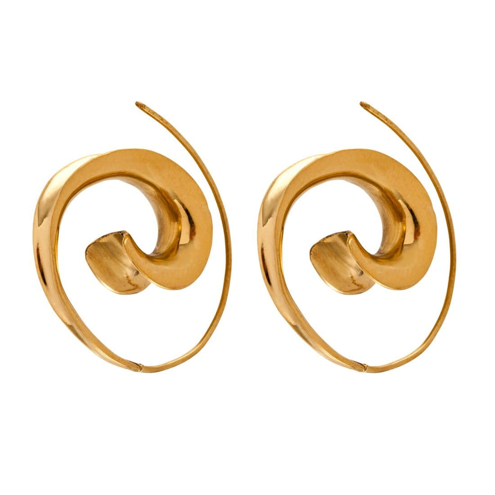 Gold Brass Spiral Ethnic Earrings - 81stgeneration