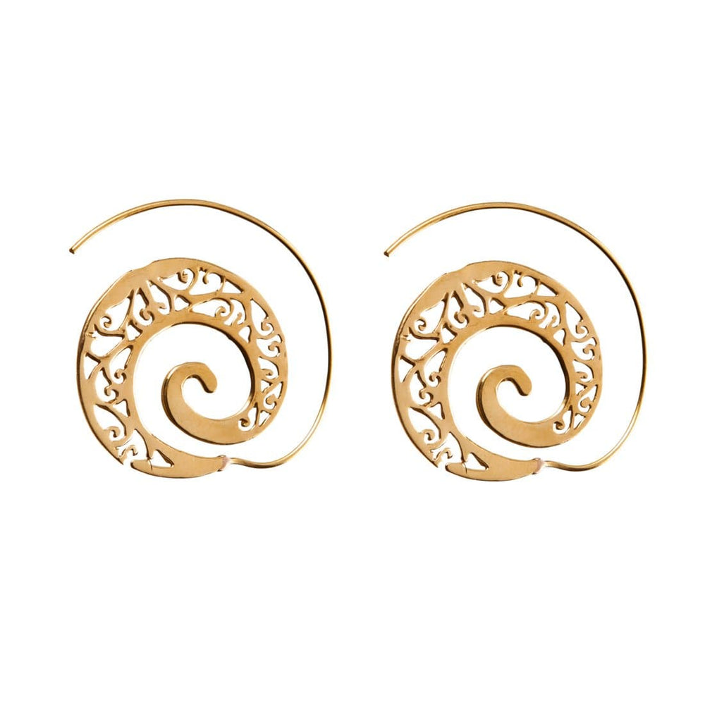 Gold Brass Filigree Spiral Ethnic Earrings - 81stgeneration