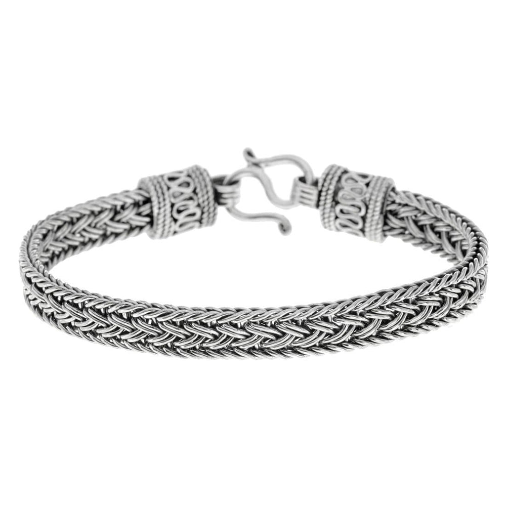 Sterling Silver Chunky Balinese Flat Foxtail Weave Chain Bracelet