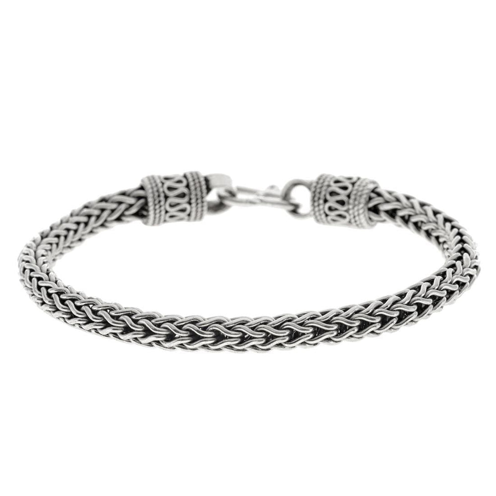 Sterling Silver Chunky Bali Chain Heavy Balinese Foxtail Bracelet