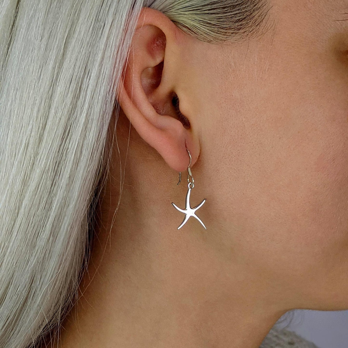 
                  
                    Sterling Silver Starfish Dangle Earrings With Hooks Beach Inspired
                  
                