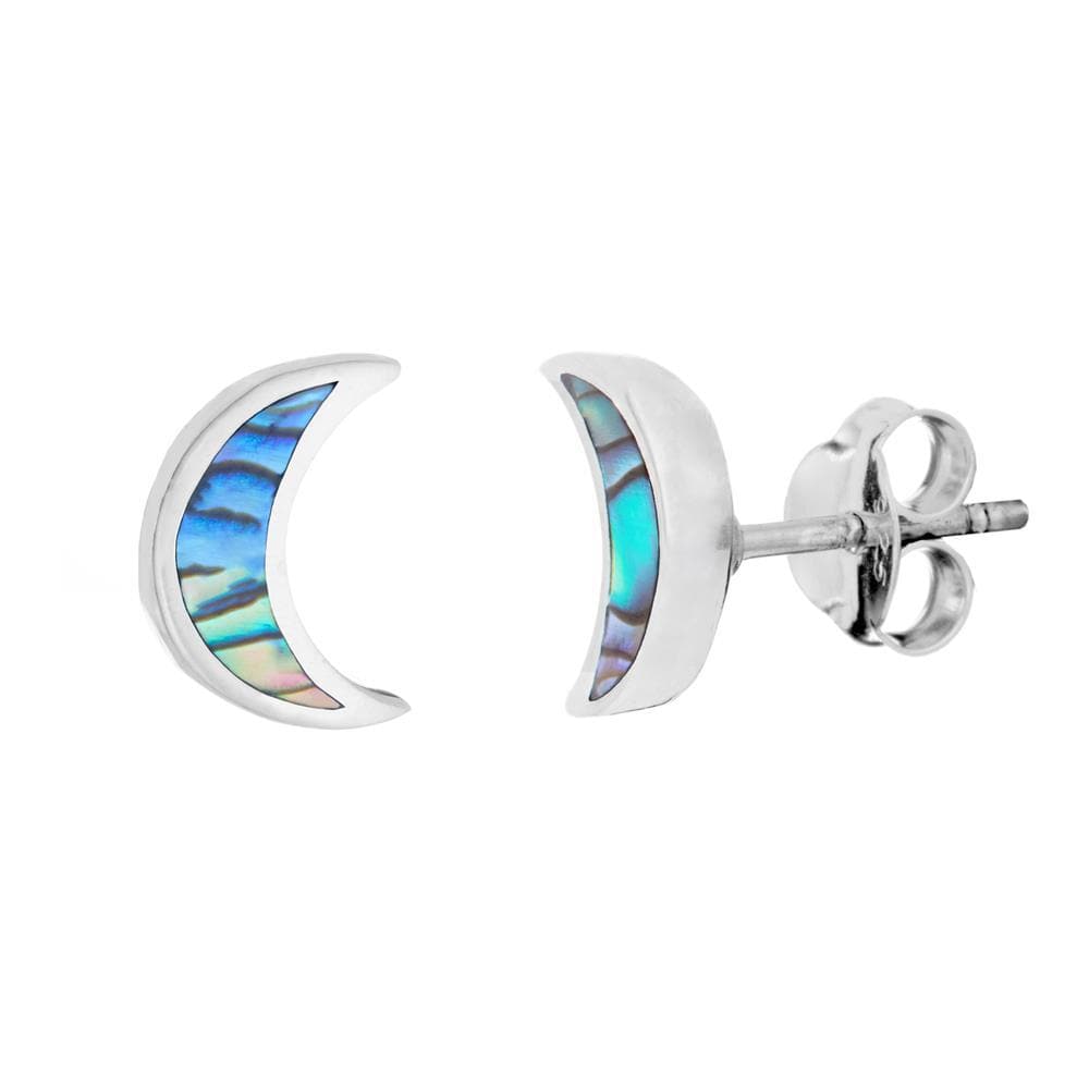 
                  
                    Sterling Silver Abalone Bezel Set Studs Crescent Moon Stud Earrings
                  
                