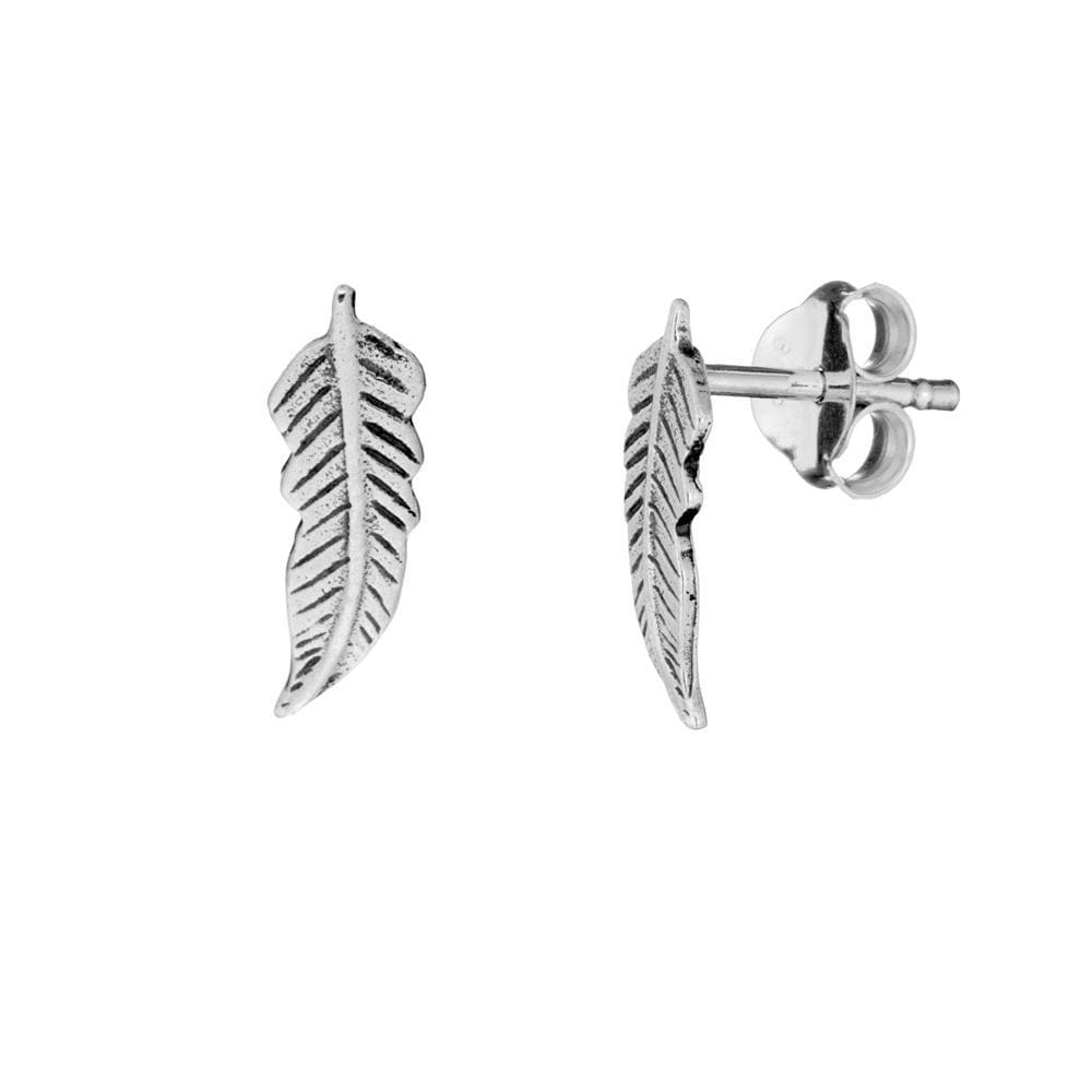 
                  
                    Sterling Silver Small Leaf Studs Detailed Feather Stud Earrings
                  
                