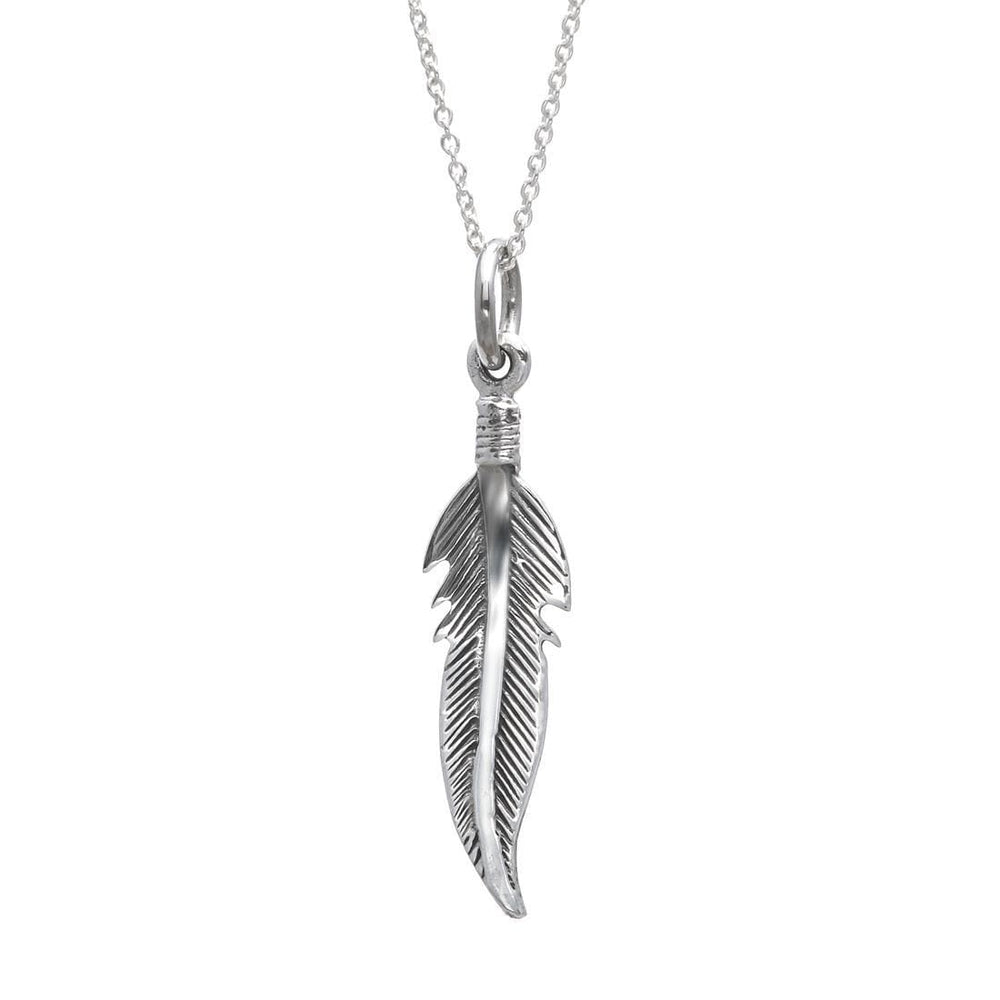 
                  
                    Sterling Silver Feather Pendant Necklace - 81stgeneration
                  
                