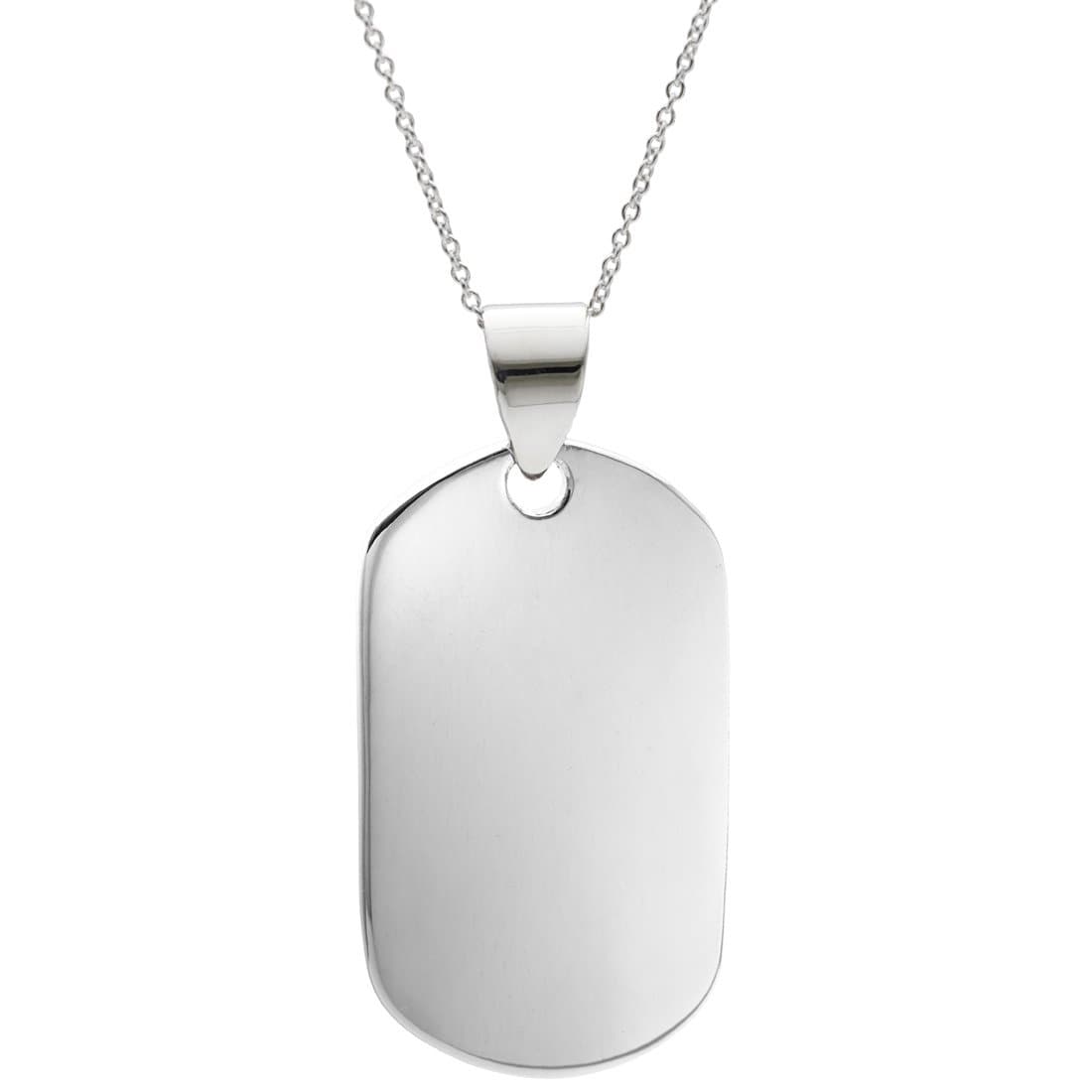 
                  
                    Sterling Silver Large ID Identity Dog Tag Pendant Curb Chain Necklace
                  
                
